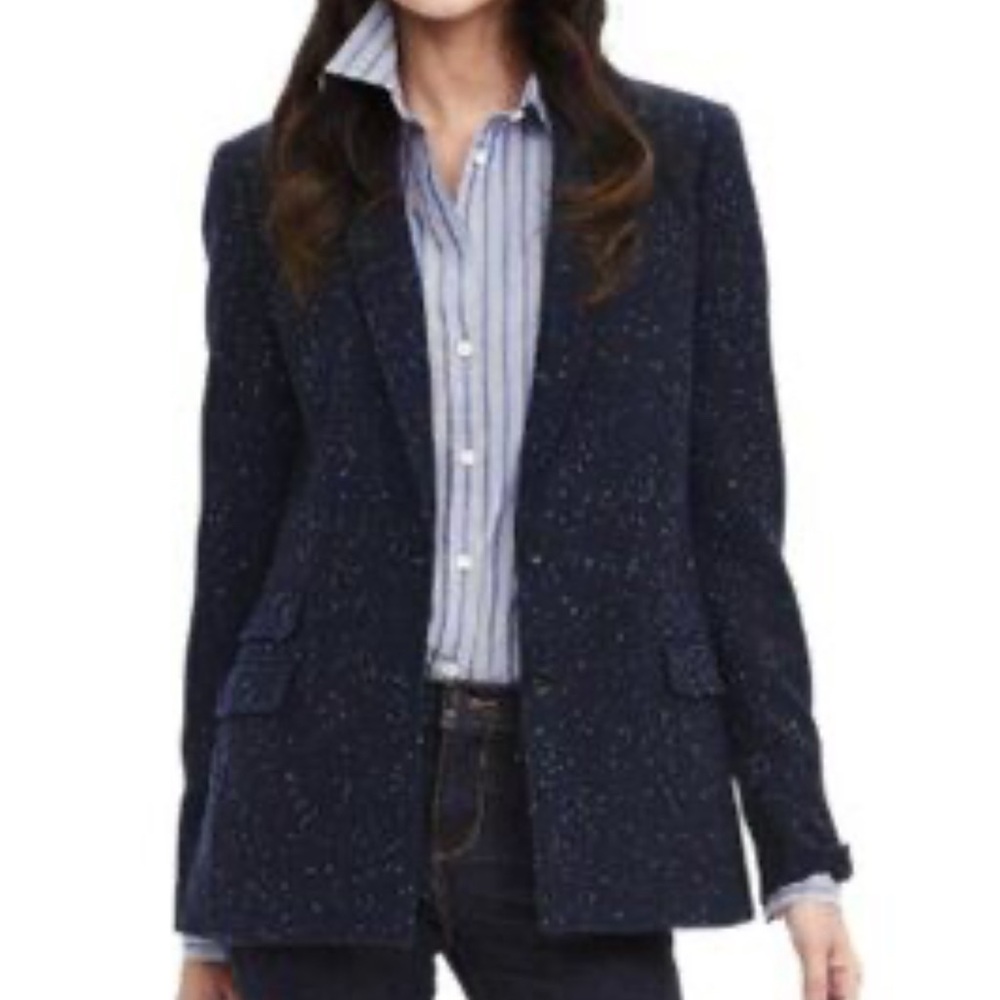 BANANA REPUBLIC WOOL BLEND SPECKLED NAVY JACKET BLAZER Size 6